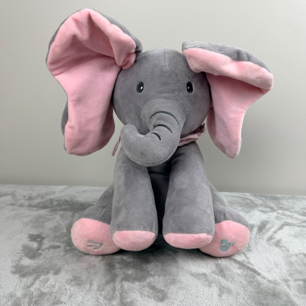 Gund Flappy The Elephant Animated Plush Toy Grey Pink Sing‎ Play 11 Inch